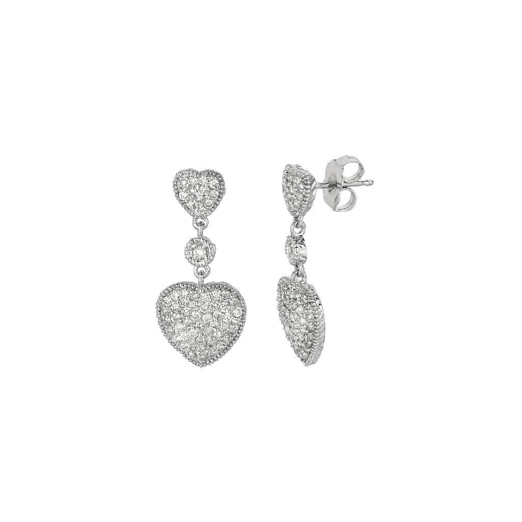 1.01 Carat Natural Diamond Heart Drop Earrings
